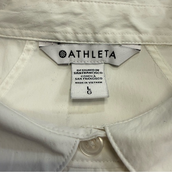 Athleta A-Frame Poplin Button Down UPF Shirt Women’s Large White - Picture 2 of 12